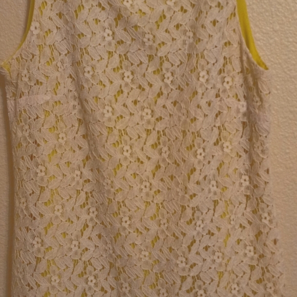 Ann Taylor Loft White Lace, Lime Green Lined Dress, Size 10 - Picture 9 of 9